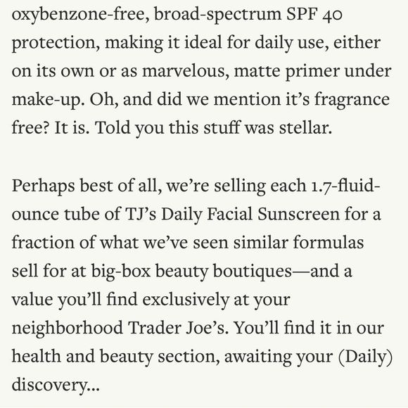 $12❤️🔥 LAST 1! Trader Joe’s Daily Facial Sunscreen SPF40 ☀️ NEW IN BOX Face - Picture 4 of 5